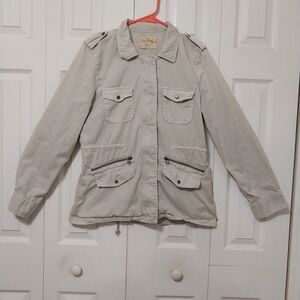 Lily Aldridge Velvet Graham And Spencer Utility Military Jacket Tan Woman Medium